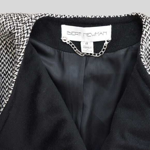 Vintage!!!! Bert Newman Black & White Tweed Coat Size 8 - Picture 6 of 9